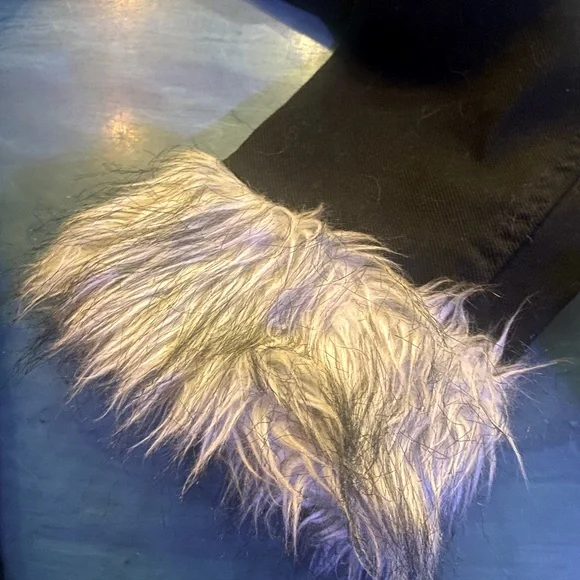 Tripp NYC Y2k Goth Jacket black Denim Faux Fur Collar Cuffs AS NEW - Picture 4 of 8